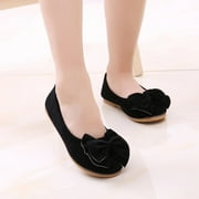 Avrntaa Girls Dress Shoes - Bowknot Mary Jane Low Heels Princess Shoes for Wedding Baby Toddler Black Shoes Size 6Toddler